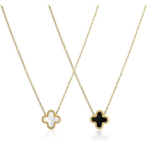 2 18K Gold Clover Pendant Necklace for Women Lucky Four Leaf Clover Necklace - Picture 5 of 5